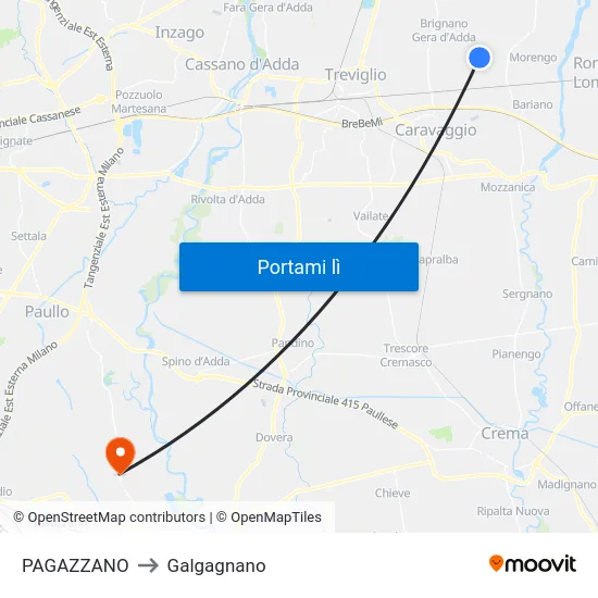 PAGAZZANO to Galgagnano map