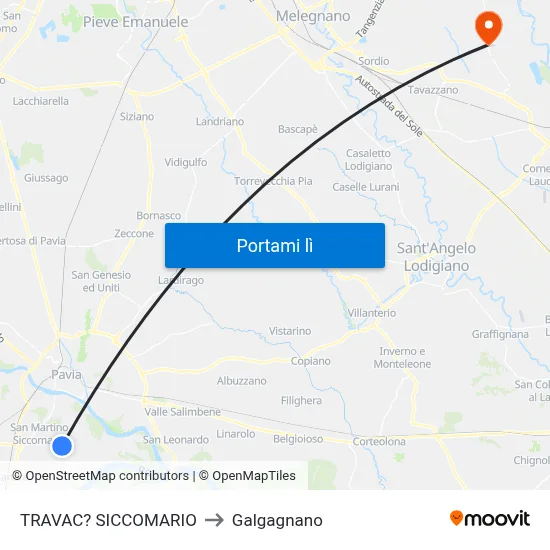 TRAVAC? SICCOMARIO to Galgagnano map