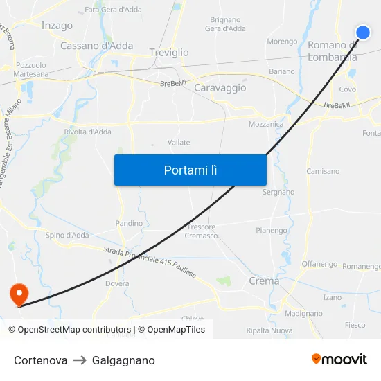 Cortenova to Galgagnano map
