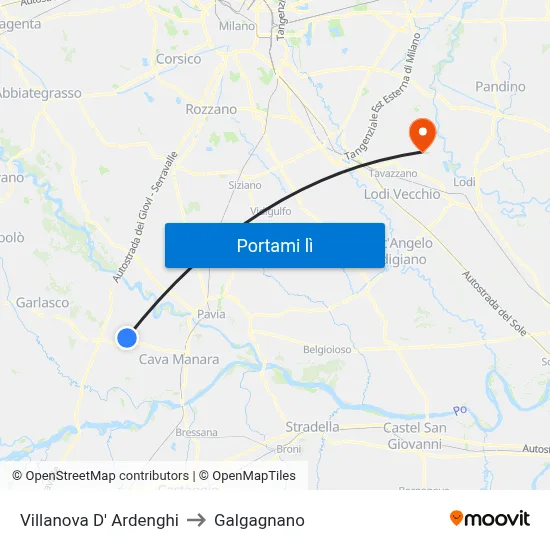 Villanova D' Ardenghi to Galgagnano map