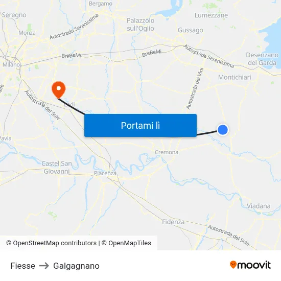 Fiesse to Galgagnano map