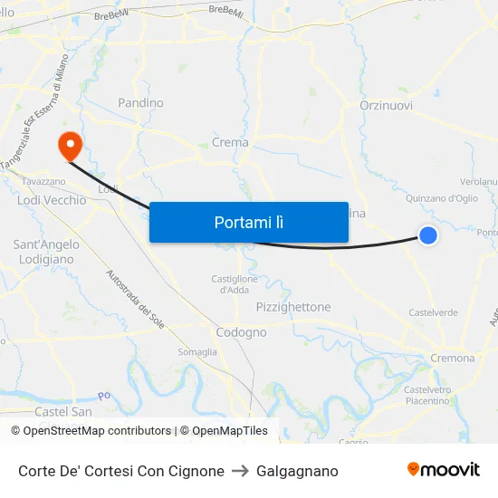 Corte De' Cortesi Con Cignone to Galgagnano map