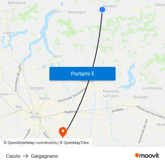 Caiolo to Galgagnano map