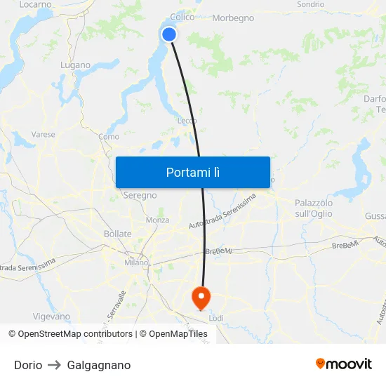 Dorio to Galgagnano map