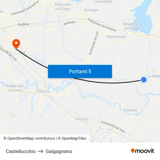 Castellucchio to Galgagnano map