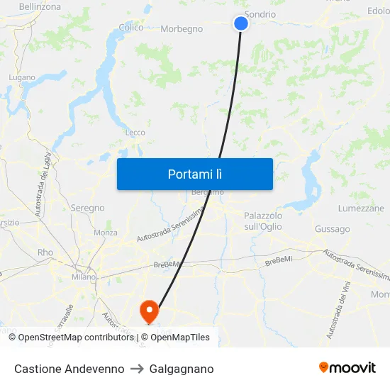 Castione Andevenno to Galgagnano map