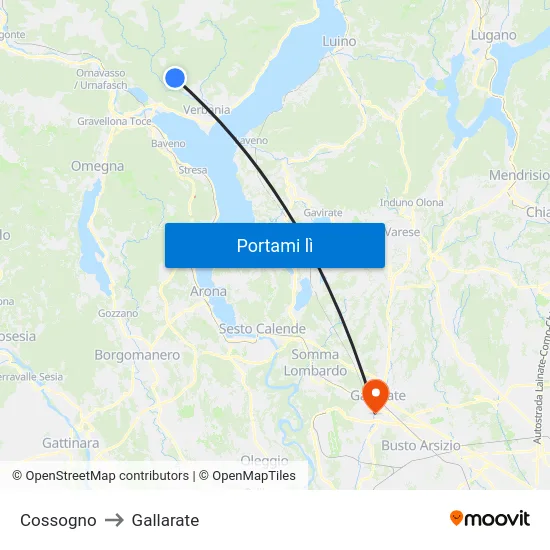 Cossogno to Gallarate map