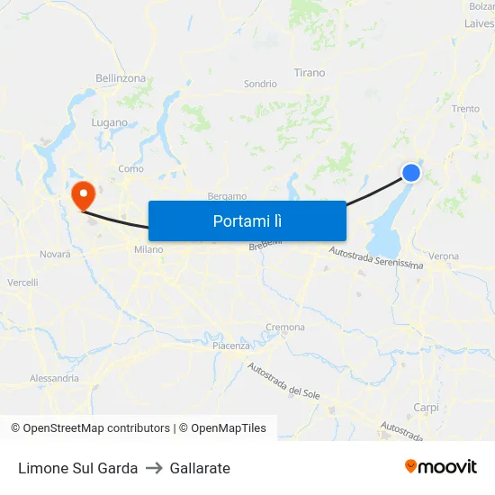 Limone Sul Garda to Gallarate map