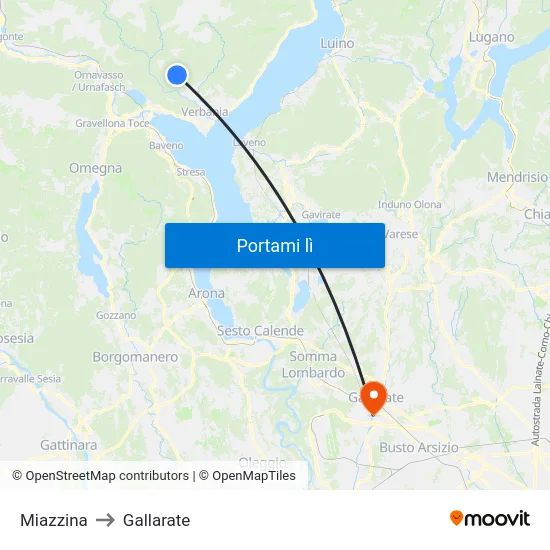 Miazzina to Gallarate map