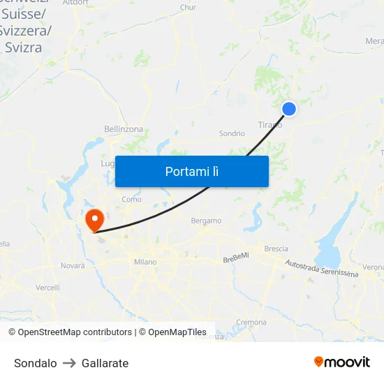 Sondalo to Gallarate map