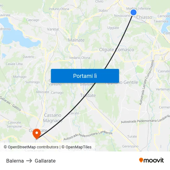 Balerna to Gallarate map