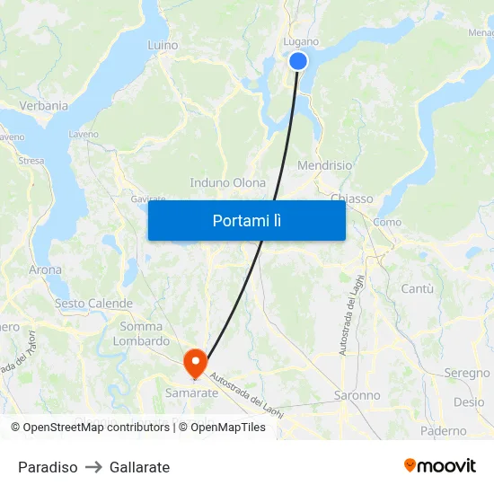 Paradiso to Gallarate map