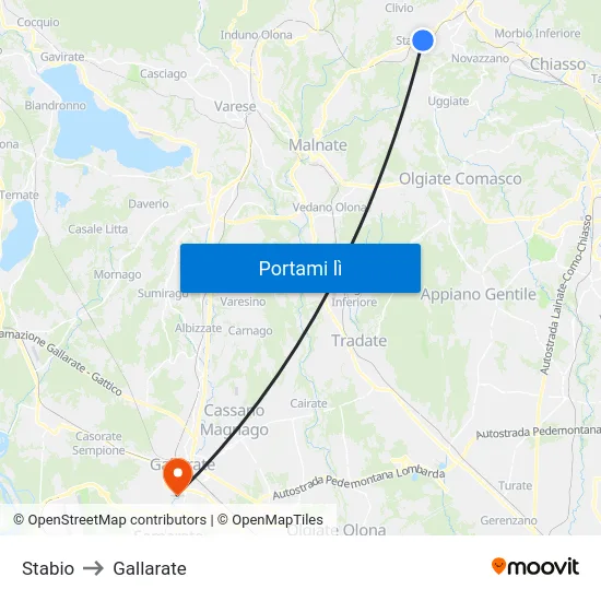 Stabio to Gallarate map