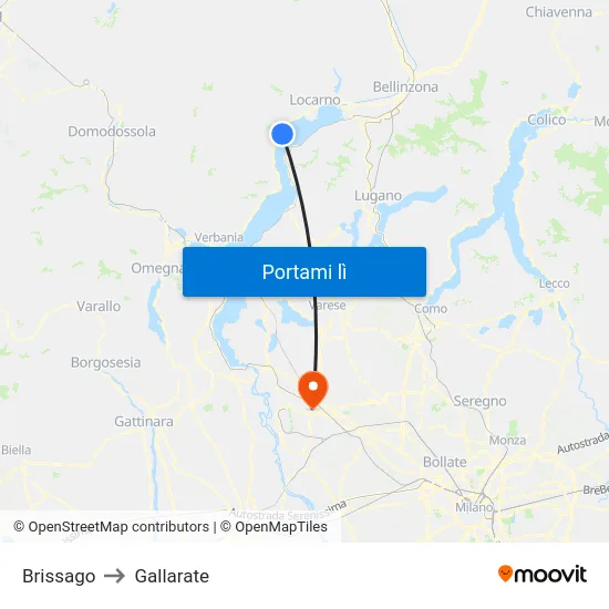 Brissago to Gallarate map