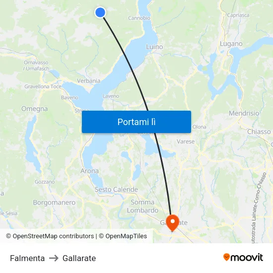 Falmenta to Gallarate map