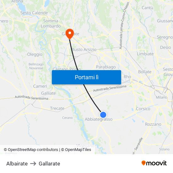 Albairate to Gallarate map