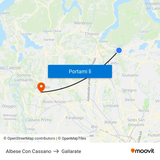 Albese Con Cassano to Gallarate map