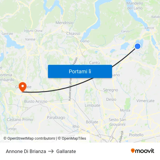 Annone Di Brianza to Gallarate map