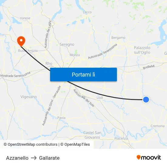 Azzanello to Gallarate map