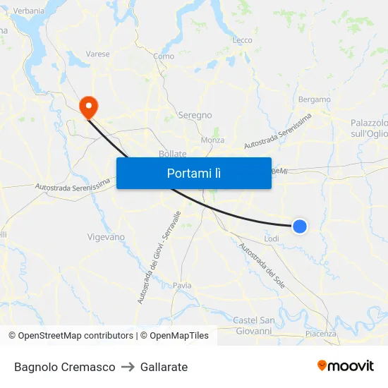 Bagnolo Cremasco to Gallarate map