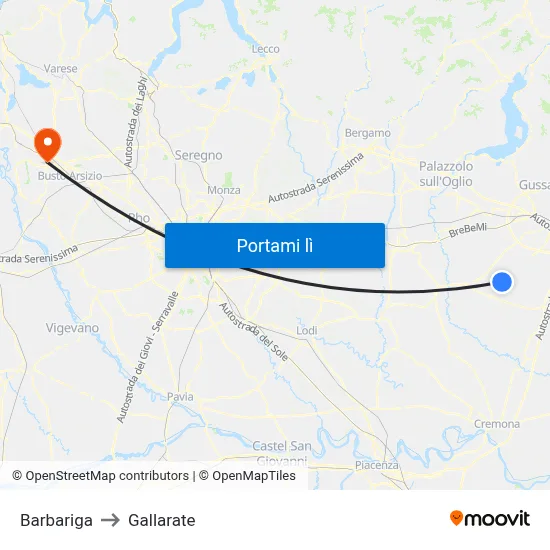 Barbariga to Gallarate map