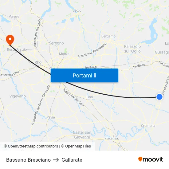 Bassano Bresciano to Gallarate map