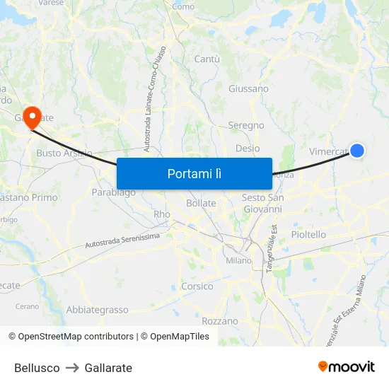 Bellusco to Gallarate map