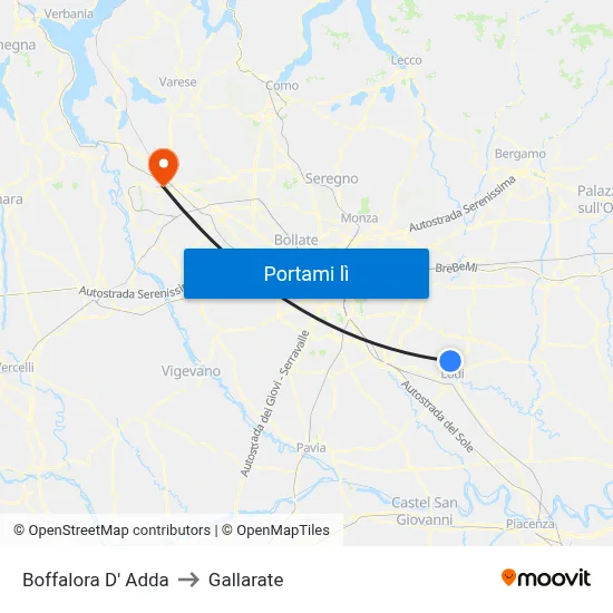 Boffalora D' Adda to Gallarate map