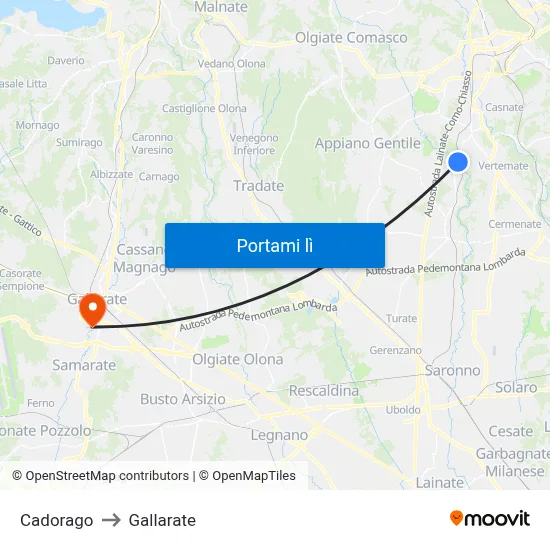 Cadorago to Gallarate map