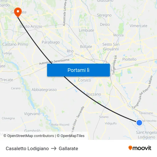 Casaletto Lodigiano to Gallarate map
