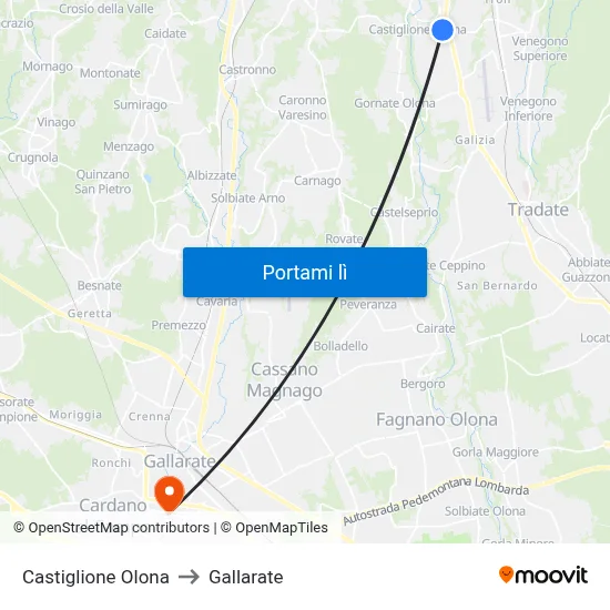 Castiglione Olona to Gallarate map