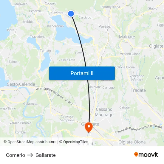 Comerio to Gallarate map
