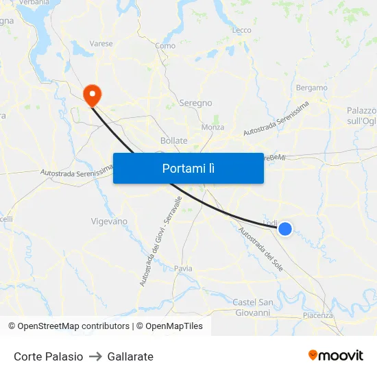Corte Palasio to Gallarate map