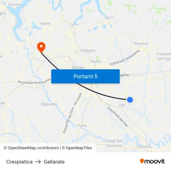 Crespiatica to Gallarate map