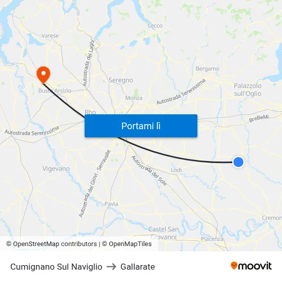 Cumignano Sul Naviglio to Gallarate map