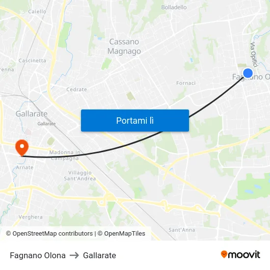 Fagnano Olona to Gallarate map