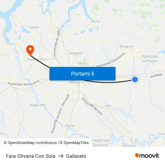 Fara Olivana Con Sola to Gallarate map