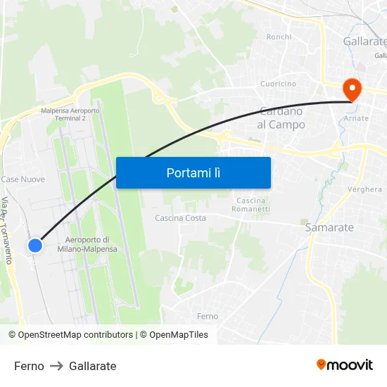 Ferno to Gallarate map