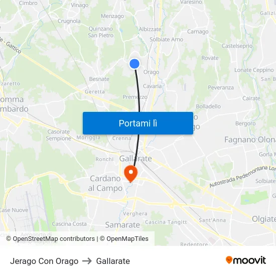 Jerago Con Orago to Gallarate map