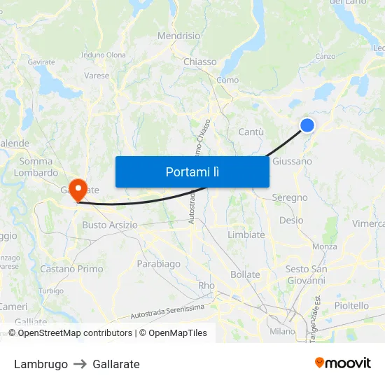 Lambrugo to Gallarate map