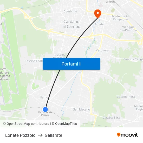 Lonate Pozzolo to Gallarate map