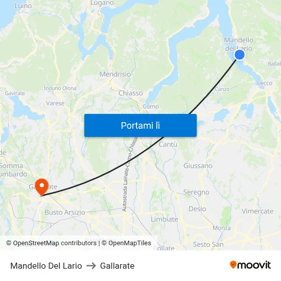 Mandello Del Lario to Gallarate map