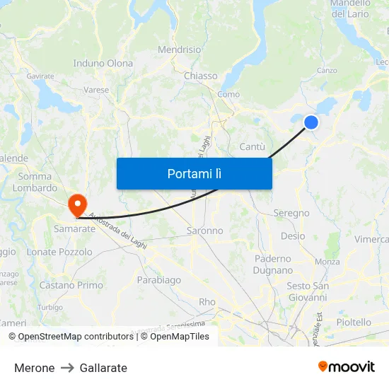 Merone to Gallarate map