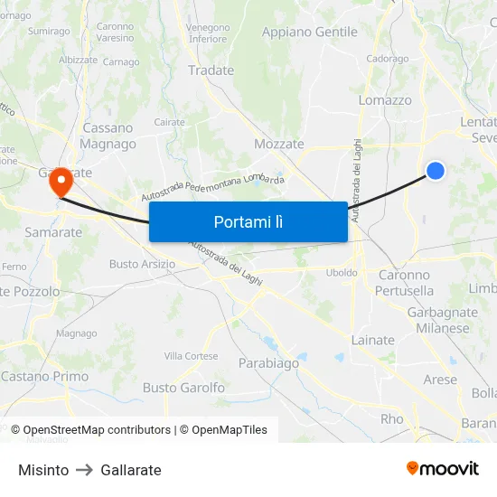 Misinto to Gallarate map