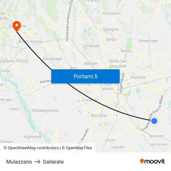 Mulazzano to Gallarate map