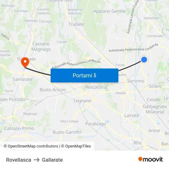 Rovellasca to Gallarate map