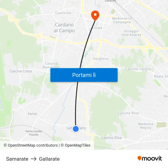 Samarate to Gallarate map