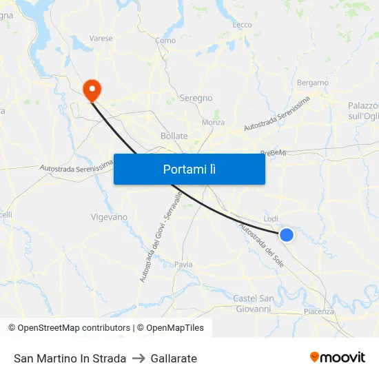 San Martino In Strada to Gallarate map