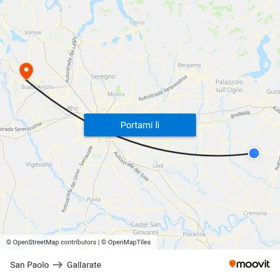 San Paolo to Gallarate map