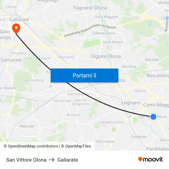 San Vittore Olona to Gallarate map